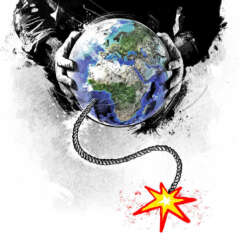 Work Editorial earth klima terror klimaerwaermung fridays for future world illustration global warming hands time bomb zeitbombe Kornel Illustration | Kornel Stadler