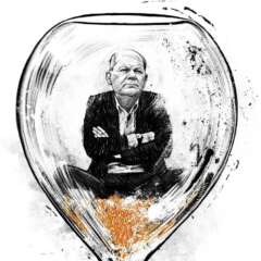 Work Olaf scholz zeitenwende sanduhr illustration editorial conceptual concept drawing illustrated portaitillustration political illustrations Kornel Illustration | Kornel Stadler